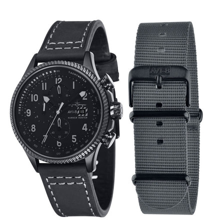 AVI-8 Hawker Hunter Watch Quartz Japan Chronograph with Date, Black/Black, AV-4036-05