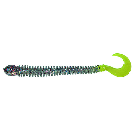 B-Fish-N AuthentX Ringworm Worm, 10, 4in, Firecracker/Chartreuse Tail, RW-133