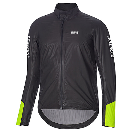GOREWEAR Mens C5 GORE-TEX SHAKEDRYTM 1985 Insulated Viz Cycling Jacket in Black/Neon Yellow XS Slim fit Waterproof DBA5E50E, 100418-9908-S
