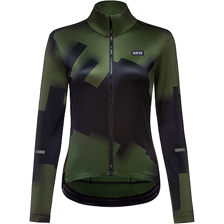 GOREWEAR Progress Thermo Cycling Jersey Womens in Black/Utility Green XL 16-18 Form fit C294A912, 100820-99BH-44