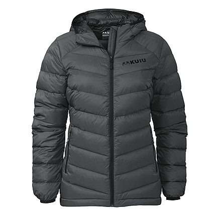 KUIU Super Down LT Hooded Hunting Jacket - Women's, Gunmetal, XL, Adult, Female, 7421672259742