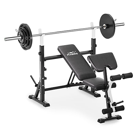 Flybird Fitness Flybird Adjustable Weight Bench W/Leg Extension&Comma; Curl Pad & Barbell Rack&Comma; Olympic Barbell & Cast Iron Weight Plates Set 76CC0F7E, 8264686502146