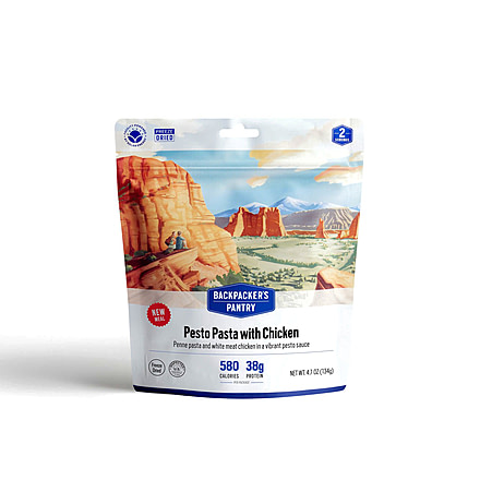 Backpackers Pantry Pesto Pasta w/ Chicken Dehydrated Food, 580 Cal, 38g Protein, Natural, 4.7 oz, 102412