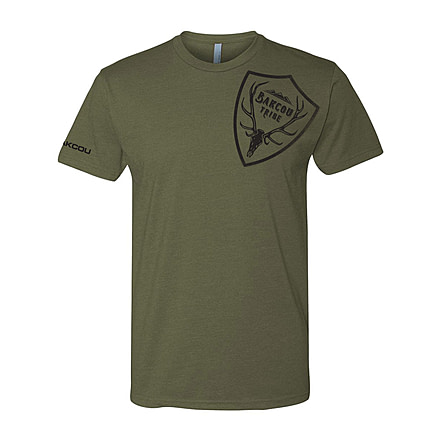 Bakcou Offset Shield Tee Shirt, Army Green, Small, 9501584273947