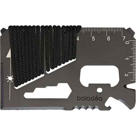 Baladeo Dakota Survival Card, 3.38in X 2.13in X 0.13in, Black SS Construction, Black Nylon Sheath, ECO215