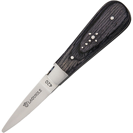 Baladeo Laguiole Oyster Knife, Type Nautical, Overall 6.375in, Blade 2.625in L SS Steel L Standard Edge, Handle Wood, Dark Gray Handles With Forged Bolster, Boxed, Gray, DUB097