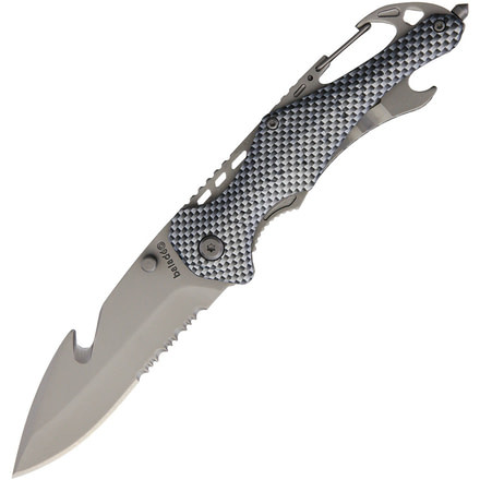 Baladeo Security Linerlock CF Aluminum Folding Knife,Partially Serrated,Aluminum Handle BALECO202