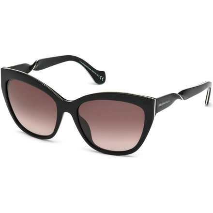 Balenciaga BA0052 Sunglasses - Shiny Black Frame Color, Gradient Or Mirror Violet Lens Color