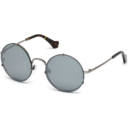 Balenciaga BA0086 Sunglasses - Shiny Light Ruthenium Frame Color, Smoke Mirror Lens Color