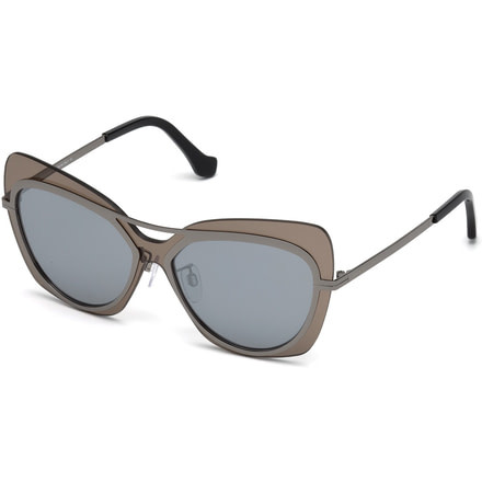 Balenciaga BA0087 Sunglasses - Shiny Gumetal Frame Color, Smoke Mirror Lens Color