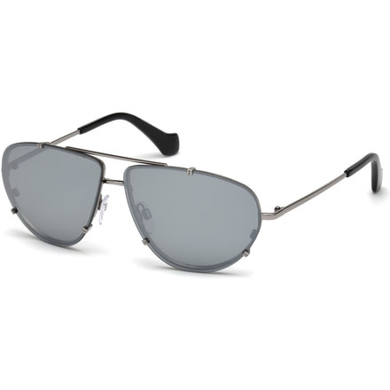 Balenciaga BA0097 Sunglasses - Shiny Light Ruthenium Frame Color, Smoke Mirror Lens Color