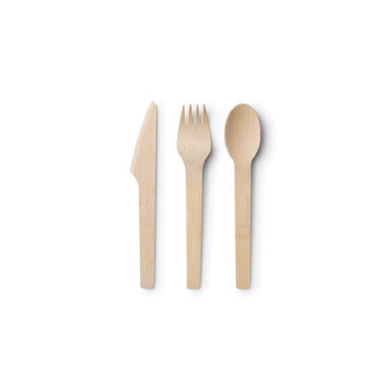 Bambu All Occasion Veneerware Bamboo Compostable Utensils-Knife, Fork, Spoon.Package of 24, Natural, 6 1/2in, 061400