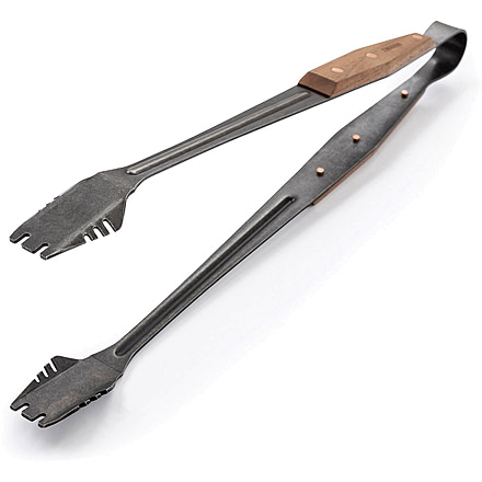 Barebones Cowboy Grill Tongs, Stainless Steel, Natural Walnut, 16 L x 4.5 W x 1.5 H inches, CKW-462