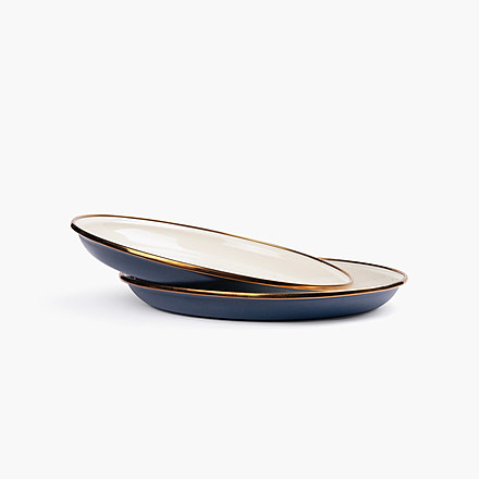 Barebones Enamel 2-Tone Salad Plate Set Indigo Blue, CKW-1034