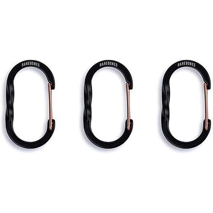Barebones Wiregate Carabiner, Small, 3 Pack, Black, STC-620