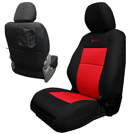 Bartact 2020-21 Toyota Tacoma Electric Driver/ Manual Passenger Mil-Spec Tactical Front Seat Covers, Pair, Black/Red, TTAC2020FPBN