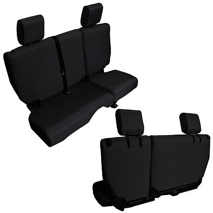 Bartact Jeep JK Seat Cover Rear Split Bench 4 Door Baseline Performance 2007 Wrangler JKU, Black, JKBC2007R4B