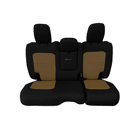 Bartact Jeep JLU Fold Down Armrest Seat Covers Rear Split Bench 2018 plus Wrangler 4 Door Tactical Series, Black/Coyote, JLSC2018RFBC