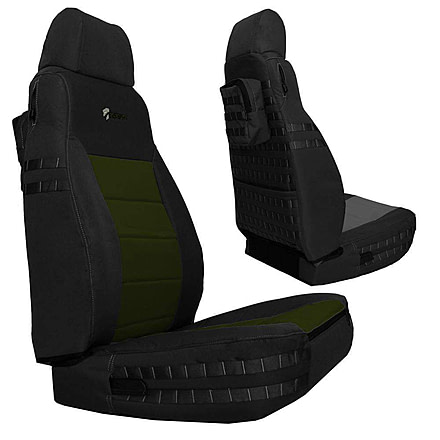 Bartact Jeep TJ Seat Covers Front 1997-2002 Wrangler TJ Tactical Series, Black/Olive Drab, TJSC9702FPBO