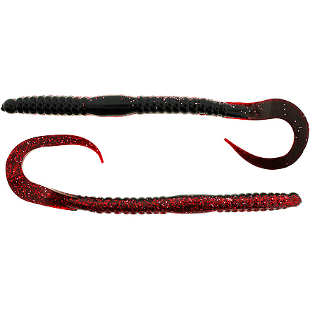 Bass Assassin Lures Worm, 7.5in, 15 per Pack, Red Glitter Belly, 7.5, BA8500