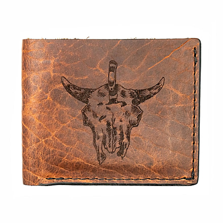 Montana Knife Company Mkc Bison Skull Leather Wallet, Natural, One Size, MKC-000739