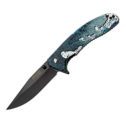 Bear And Son Bear Edge Sideliner Spring Assisted Knife TrueTimber Rift Zytel 3.5" Black, Blue, 440, adult, BHQ-212473