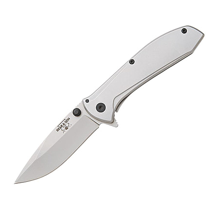 Bear And Son Bear &amp; Son Spring Assisted Frame Lock Knife Stainless Steel 2.9" Bead Blast, Gray, High Carbon Steel, adult, BHQ-212163