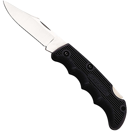 Bear and Son Knives Cushioned Grip Lockback Folding Knife, 3in, High Carbon Stainless Steel, Black Kraton Handle, 445