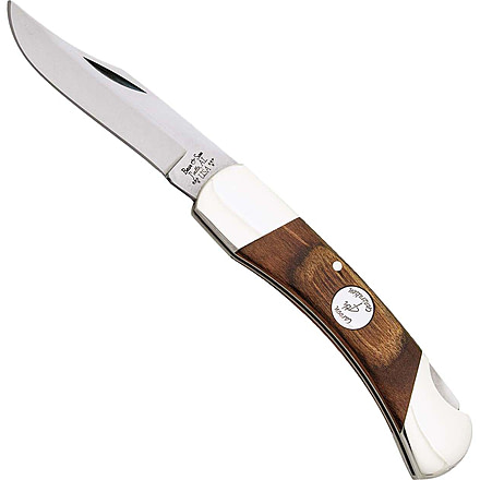 Bear and Son Knives Midsize Lockback Folding Knife, 2.75in, 1095 Carbon Steel, Heritage Walnut Handle, C205