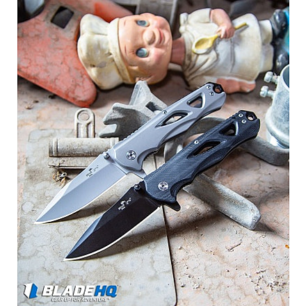 Bear and Son Knives OPS Rancor II Flipper Folding Knife, 3.25in, CPM S35VN Stainless Steel, Drop Point Blade, G10 Black Handle, Steel/Black, 7.75in, BHQ-94472