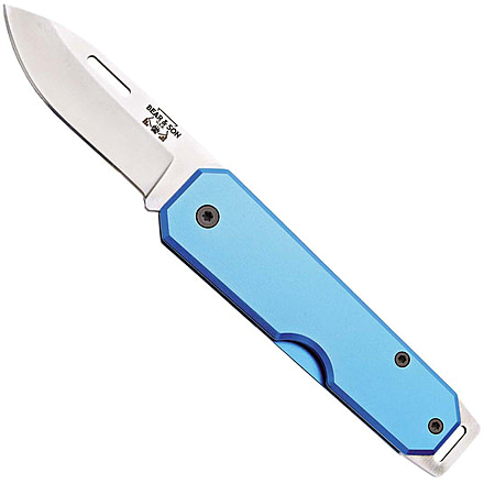 Bear and Son Knives Slip Joint Folding Knife w/ Clip, 2.38in, High Carbon Stainless Steel, Drop Point, Aluminum Handle, Blue, 110BL