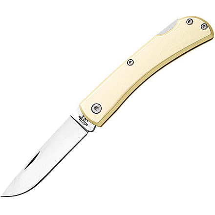 Bear and Son Knives Small Locking Farm Hand Folding Knife w/Clip, 2.75in, 1095 Carbon Steel, Yellow Aluminum Handle, C137L