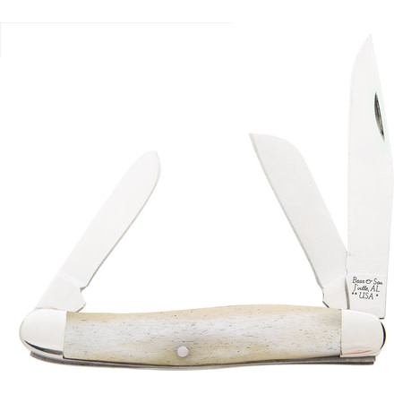 Bear &amp; Son Cutlery 3 7/8 White Smooth Bone Large Stockman - WSB47