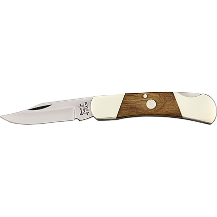 Bear &amp; Son Lockback Fold Knife 3 1/8in closed, 1095 Carbon Steel clip Blade, Walnut Handle BCC226