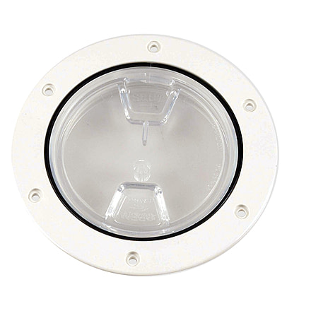 Beckson Marine 4&quot; Clear Center Screw-Out Deck Plate - White 46421