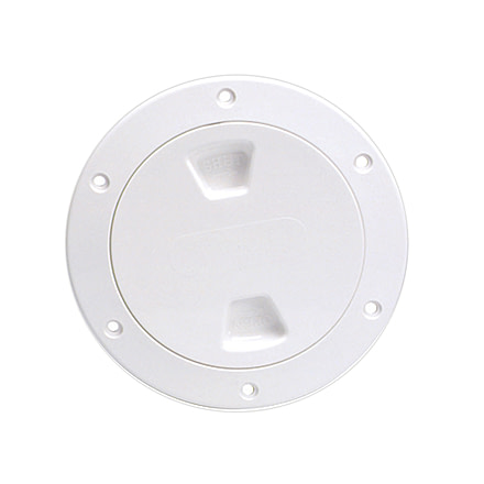 Beckson Marine 4&quot; Smooth Center Screw-Out Deck Plate - White 46418