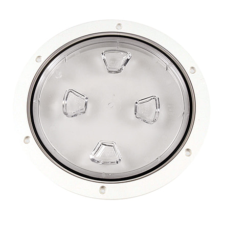 Beckson Marine 8&quot; Clear Center Screw-Out Deck Plate - White 46437
