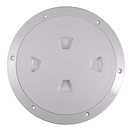 Beckson Screw-Out Deck Plate, White w/Diamond Texture, 8in, DP84-W