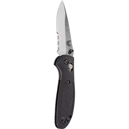 Benchmade Mini-Griptilian Folding Knife, Plain Edge, Satin Blade, Black Handle 556