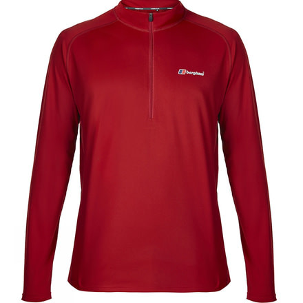 Berghaus Tech Base Long Sleeve Zip Tee - Men's-Dark Red-Large