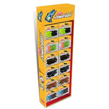 Berkley BER PBAIT KICK ALL Preloaded Display 6ea of 12 assorted Chigger Craws and Power Worms in 7in &amp; 10in ttl 72, Ideal for all Bass Markets, BER PBAIT KICK ALL