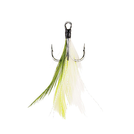 Berkley Fusion19 Feathered Treble Hook, White Chartreuse, 2, 1482948
