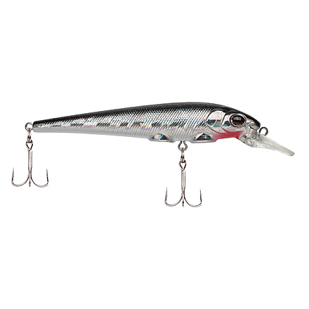 Berkley Hit Stick Hard Bait, Crankbait, 5, 1/7 oz, 2in / 5cm, 2ft-5ft / 0.5-1.5m, Hook Size 12, 2 Hooks, Black Silver, 1522619