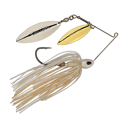 Berkley Power Blade Compact Double Williw Spinnerbait, 3/8oz, White/Gold + Silver, 1570626
