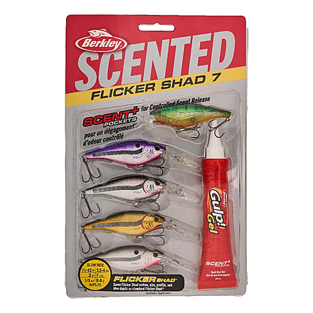 Berkley Scented Flicker Shad Baitfish Pack Hard Bait, Crankbait, 5/16 oz, 2 3/4in / 7cm, 11ft-13ft / 3.4m-4.0m, Hook Size 6, 2 Hooks, Assorted, 7, 1579101