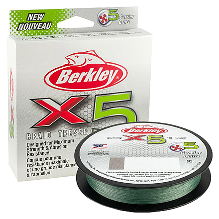 Berkley X5 Braid 5-carriers create stress free line 165yd 8/2lb test 0.007 diam in Low-Vis Green, X5BFS8-22, Low-Vis Green, 0.004 in/0.10 mm, 1486712