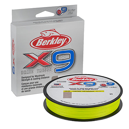 Berkley X9 Braid Filler Spool, 20lb, 164yd, Flame Green, 0.008 in/0.20 mm, 1614434