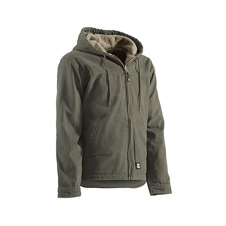Berne Washed Hooded Work Coat - Mens, Grey Stone, Large, Tall, 92021193649