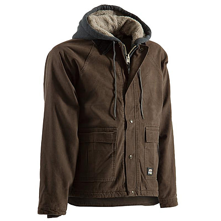 Berne Washed Sherpa Lined Coat - Mens, Bark, Extra Large HJ601BBR480