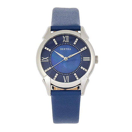 Bertha Ida Mother-of-Pearl Leather-Band Watch, Blue - Womens, BTHBS1202